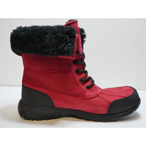 NEW UGG BUTTE LEATHER BOOT SHERPA WOOL VIBRAM RED 1130809 MENS SIZE - 10 - Picture 13 of 16